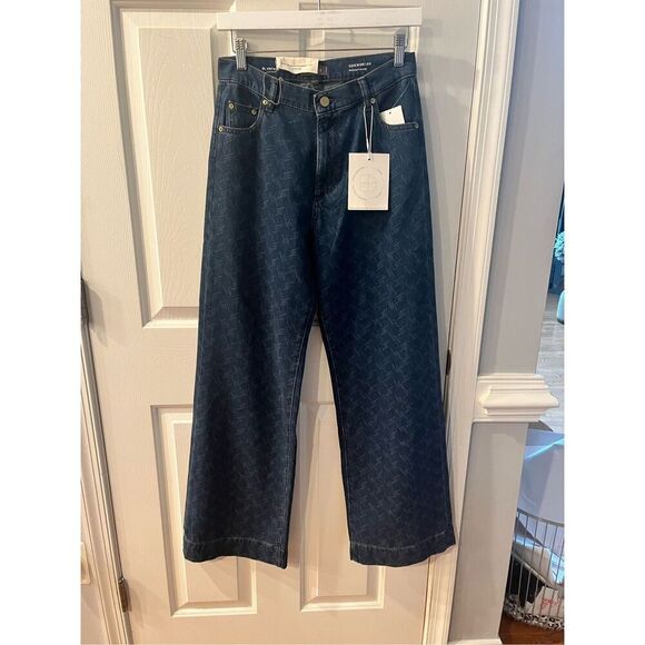 DL1961 DL Vintage Zoie Wide Leg Relaxed Jeans in Seacliff Laser Print Sz 24 NWT - Picture 2 of 13